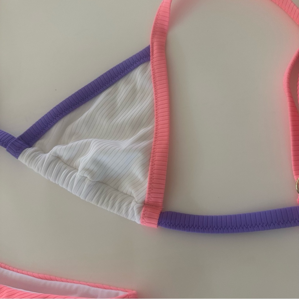 NWOT Beach Bunny Colorblock Bikini in Purple, White, and Pink M - Picture 4 of 9